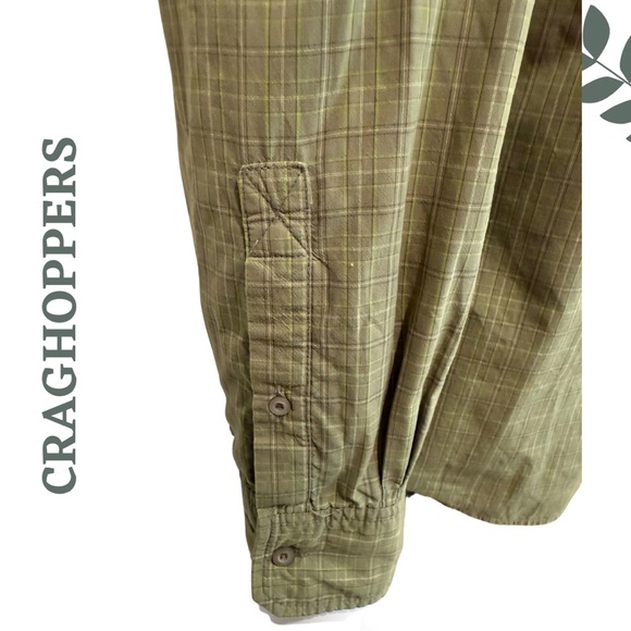 🛍️3/$40 Craghoppers Bear Grylls Long Sleeve Outdoor Shirt Green Plaid Medium - Picture 5 of 8